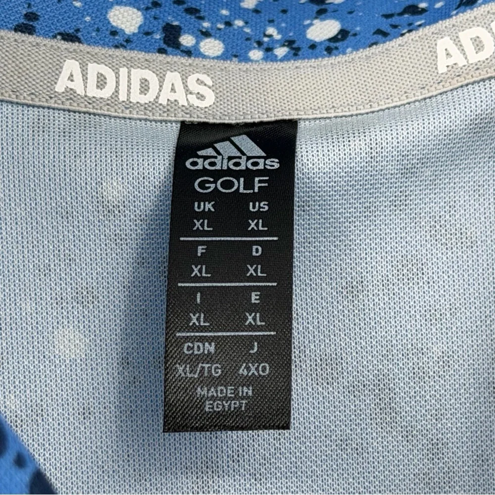 Adidas Blue Abstract Print Golf Polo | Performance Shirt
